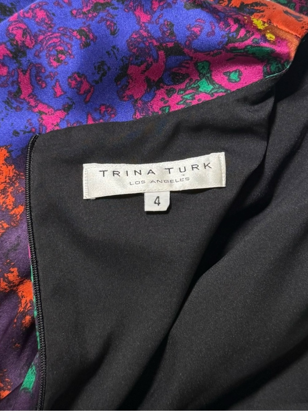 Trina Turk Fosse Shanghai 100% Silk Dress Size 4 Y2K Designer Made in California - Picture 6 of 8